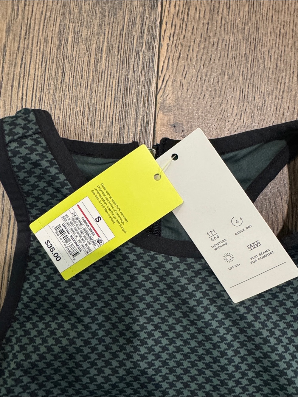all in motion Green houndstooth Sleeveless athletic Dress/Shorts NWT Size Small - Picture 2 of 2